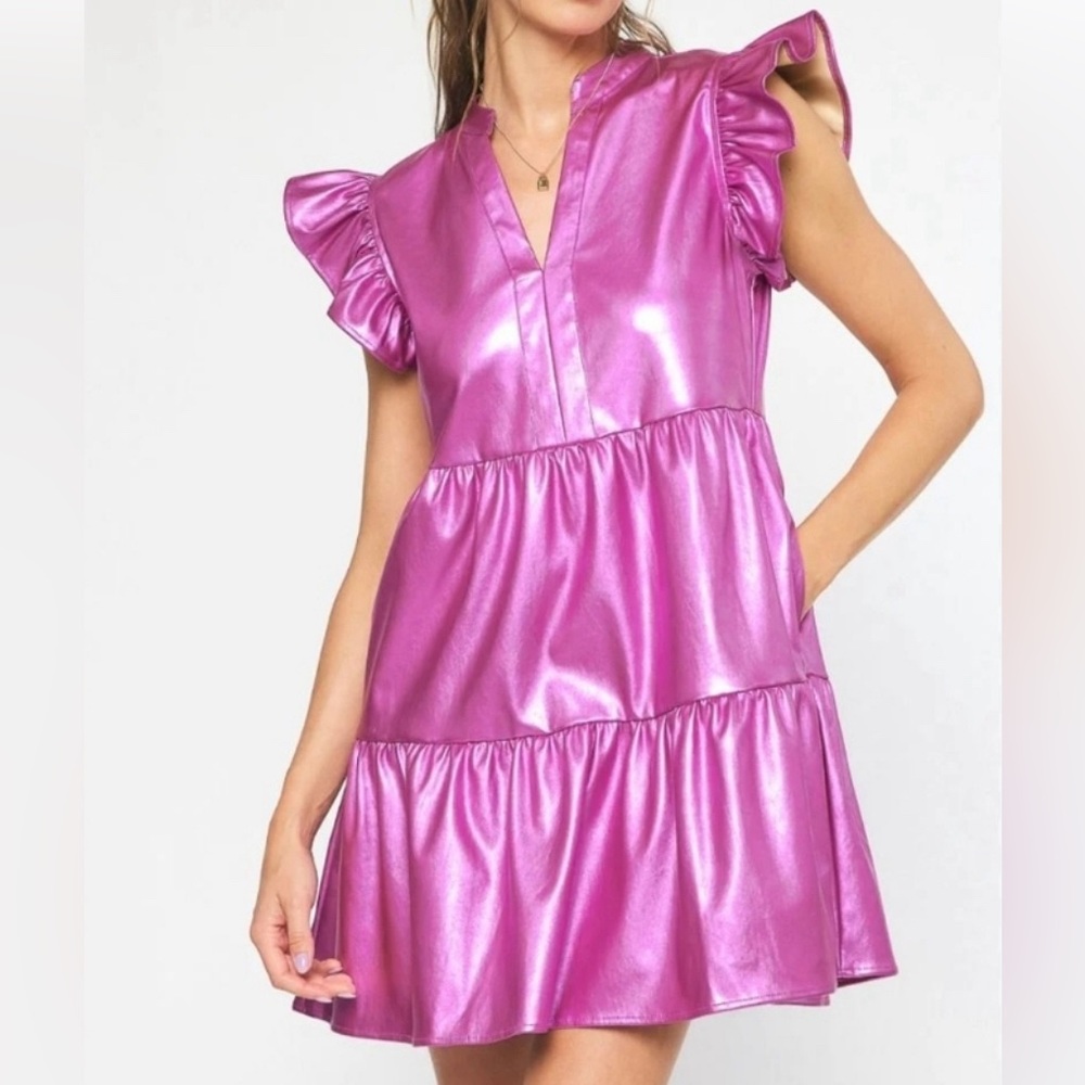 Metallic faux leather Entro dress
